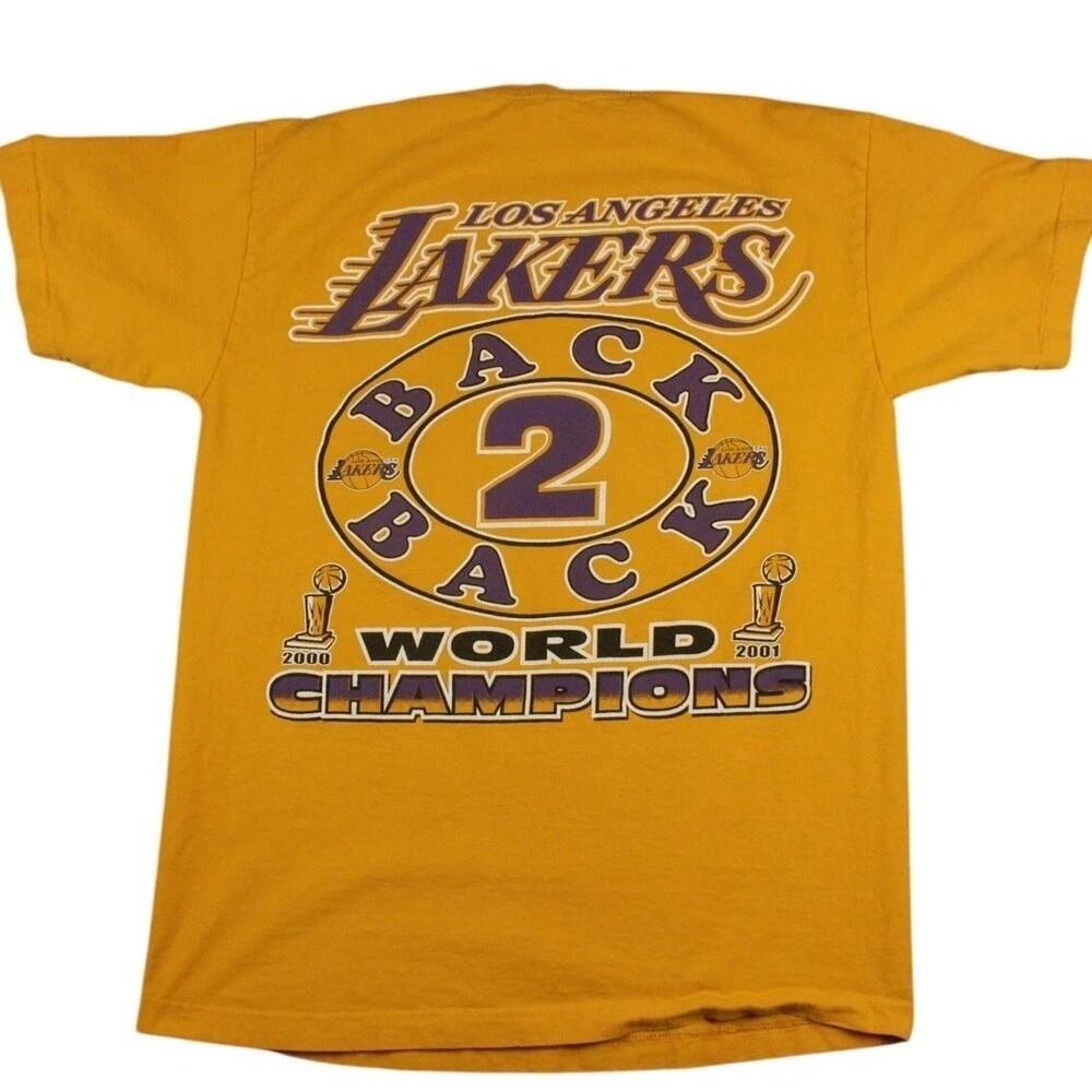 Los Angeles Lakers Back To Back World Champions 2000-2001 Mens Large T-Shirt Y2K